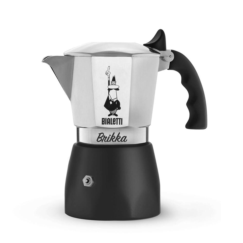 Bialetti Brikka Moka Pot  CremaRich Stovetop Espresso Maker, Italian Coffee Maker, 2 Espresso Shots (3.4 oz  100 ml), Black