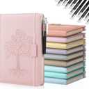 Estune 8 Pack Lined Journal Notebook A5 Tree of Life Hardcover Leather Journal with 10 Pen, College Ruled Notebook for Travel, Business, Work, Office, School Note Taking Diary(Elegant Color)