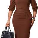 ZVO Midi Dress for Women Pencil Dress Fashion Work Dress Elegant Church Dress High Waist Outfits, M
