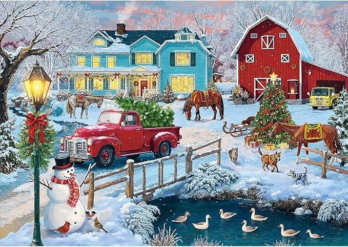 Christmas Puzzle for Adults 500 Pieces - Christmas Farm,Fun and Challenging Family Game Great Gift Idea Jigsaw Puzzle