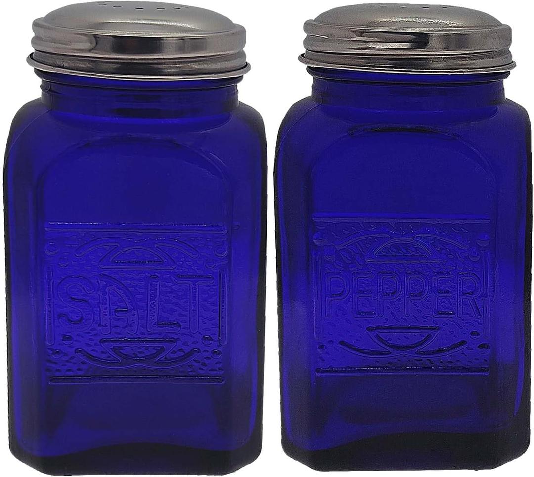 Vintage Salt and Pepper Shakers (Blue, Large)