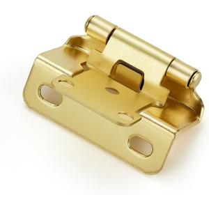 Ravinte 20 Pack 10 Pairs Semi-Overlay 1/2 inch Self-Closing Face Frame Cabinet Hinges Gold Half Wrap-Around Kitchen Door Hinges Face Mount Cabinet Hardware