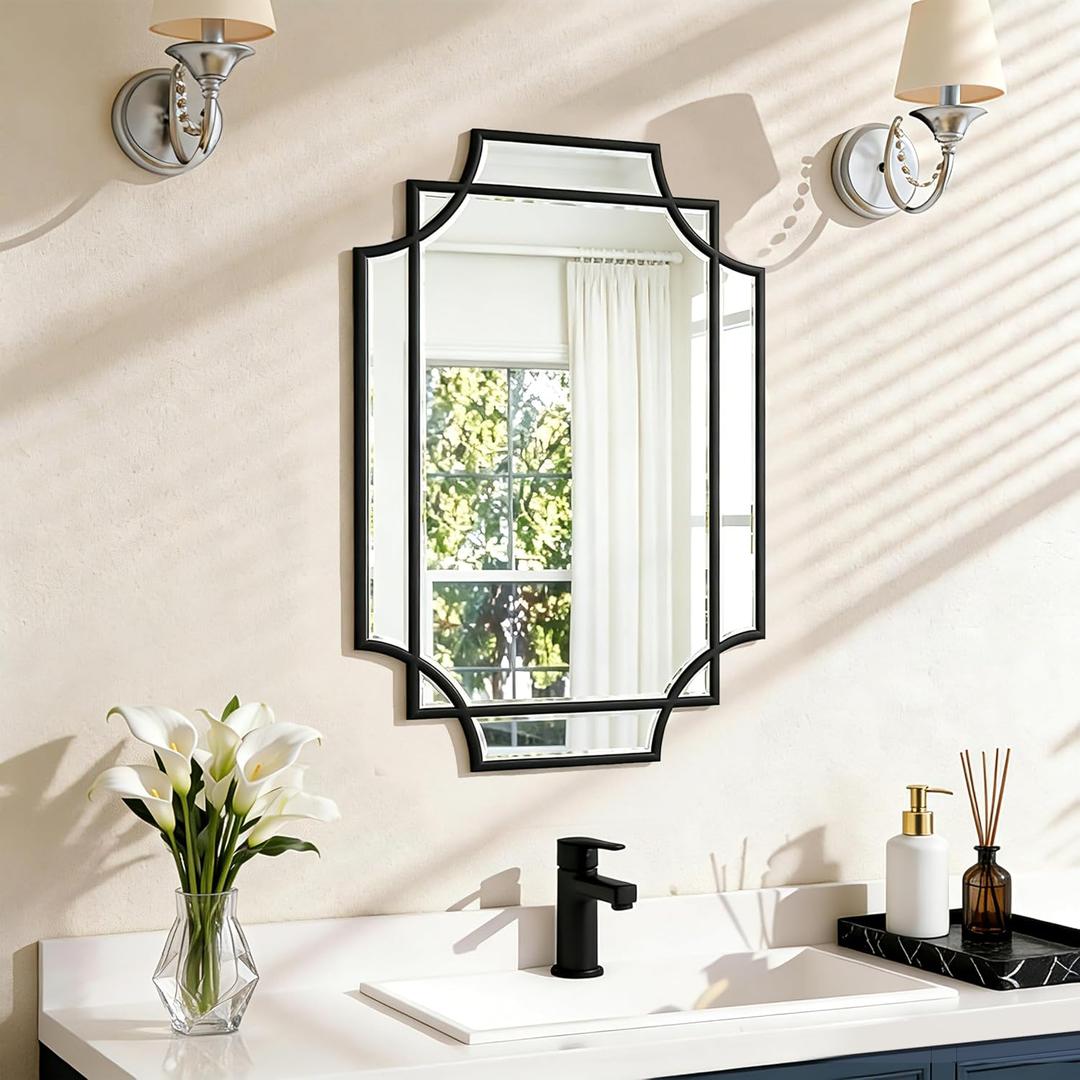 Bathroom Mirrors for Over Sink, 20x28 Inch Framed Mirrors for Wall, Black Bathroom Vanity Mirror, Rectangle Farmhouse Mirror Decorative, Entryway, Living Room Decor