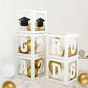 Graduation Decorations 2026, 5pcs Graduation Party White Balloon Boxes with Letters GRAD&Numbers for Class of 2026 Preschool Kindergarten High School College Grad Party Celebration Supplies