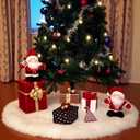 36 inch White Christmas Tree Skirt,Premium Faux Fur & Velvet Tree Collar for Cozy,Festive Holiday Decor,Fits 46 ft Christmas Trees