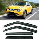Rain Guards for 2011-2017 Nissan Juke, Out-Channel Window Visor Shields Vent Deflector Shade Wind Dark Smoke 2012 2013 2014 2015 2016 11 12 13 14 15 16 17, Outside-Mount, 4PCS