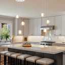 Modern Chandelier Crystal Pendant Light for Kitchen Island Dining Room Bedroom Hallway Silver, 3-Lights Round