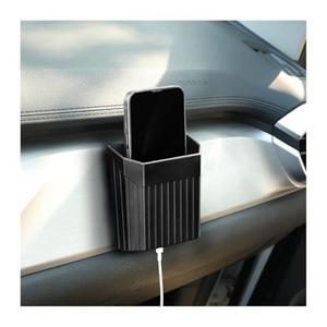 Sandfren Car Air Vent Organizer, Self-Adhesive Vehicle Dashboard Storage Box Organizer with Hook for Coins Keys Sunglasses, Multi-Functional Auto Air Vent Cell Phone Holder, Universal Fit (Black)