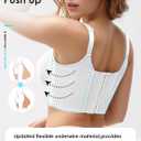 JishinGal Womens Push Up Bra Full Coverage Seamless Underwire Hide Back Fat, Wide Straps, Smooth Uplift T-Shirt Bra (White)