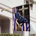FLAGWIX The Thin Blue Line Christian Cross, America US Flag - 4th of July Decorations for Home, Garden, House Flag (29.5" x 39.5") - USA House Garden Flags Premium Polyester, Decorative Outdoor Flags