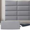 Art3d Peel and Stick Headboard for Full and Queen in Grey, Pack of 9 Panels Sized 9.84" x 23.62", 3D Soundproof Wall Panels, Upholstered Wall Panel, Gray
