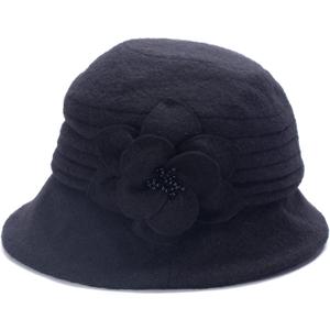 Lawliet Womens 1920s Winter Wool Cap Beret Beanie Cloche Bucket Hat A299 (One Size-X-Large, Black)