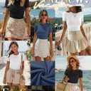 Ficerd 3 Pack Women's Ribbed T-Shirts, Cotton Short Sleeve Basic Tees Crewneck Fitted Tops Casual Shirts 2026 Summer Trendy (Black, White, Haze Blue)