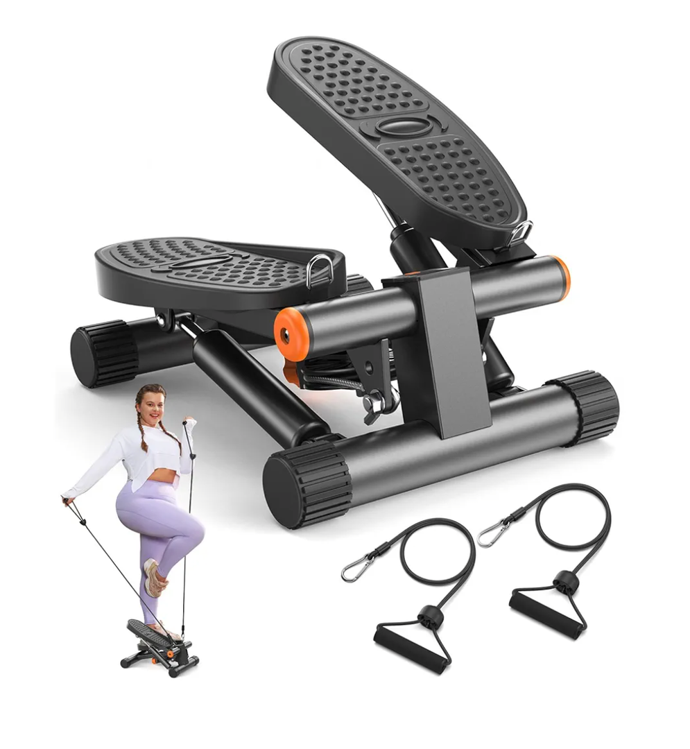 Niceday Steppers for Exercise, Mini Stair Stepper with Resistance Bands at Home Workout Equipment with 300LBS Loading Capacity, Hydraulic Fitness Stepper with LCD Monitor