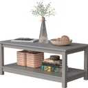 Coffee Table with Storage Shelf Gray - Elevate Your Living Room with a Versatile Statement Piece (Grey)