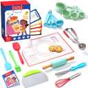 Vinino 11-Piece Kids Baking&Cooking Set  Real Baking Utensils with Cookbooks for Children, Toddler Safe Montessori Kitchen Accessories-Gift for Young Chefs Girls Boys Ages 6+