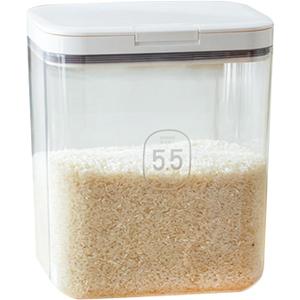 Airtight Rice Storage Bin Flour Storage Container 10 Lbs/5.81Qt, Clear Food Container with Measuring Cup Airtight Lid for Kitchen Pantry Organization and Storage