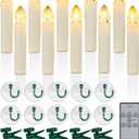 Raycare 10PCS LED Flameless Window Candles with Remote Timer, Flameless Taper Candles Light Battery Operated, Flickering Warm White Light with Clips/Suction Cups for Christmas Halloween
