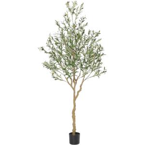 Nafresh Tall Faux Olive Tree7ft84in Realistic Potted Silk Artificial Indoor with Green Leaves and Big Fruits for Home Office Living Room Bedroom Stairs Foyer Decor.
