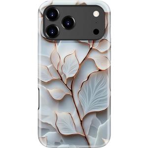 LUMARKE for iPhone 17 Pro Case Cute,Aesthetic Vintage Wildflower Leaf Hard Shell,Compatible with Magsafe,Trendy Unique Cool Retro Floral Protective Slim Silicone Phone Cover for Women Girls (Elegant Leaf Veins)