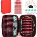 Interchangeable Circular Knitting Needles Set, 13 Pairs (26pcs) Glossy Red Aluminum Knitting Needles Kit, Sizes 3.0mm–10.0mm, Knitting Needle Case & Accessories for Knitting Beginners & Advanced