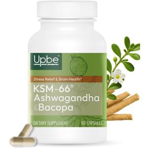 3 x Ashwagandha Supplements for Women & Men - KSM-66 with Bacopa & Milk Thistle, 60 Vegan Capsules - Stress Relief, Mood, Cortisol Support, Extra Strength Ashwagandha Capsules
