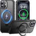 Case for iPhone 16 Plus, with Invisible Magnetic Stand, Mil-Grade Drop Protection, Non-Slip, Anti Fingerprint Anti Scratch, Shockproof Matte Phone Case (Black)