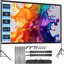Outdoor Projector Screen with Stand, SCREENMAX 120 inch Foldable Projector Screens with Portable Carry Bag, 16:9 4k HD Rear Front Wrinkle-Free Projection Screen for Movie Night and Indoor Home Theater