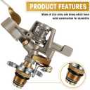 Impact Sprinkler Head Brass Pulsating Sprinkler Lawns Garden Adjustable 360 Degrees Watering Heavy Duty Sprinkler Head with Nozzles for Yard and Grass Irrigation (5 Pieces)