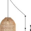 JONATHAN Y JYL1401A Koda 13" 1-Light Farmhouse Coastal Bohemian Rattan 180" Cord Plug-in or Hardwired LED Pendant Modern Dining Room Living Room Kitchen Island Foyer Bedroom, Brown