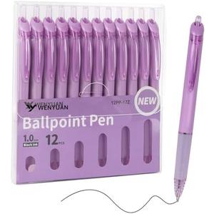 WY WENYUAN Retractable Ballpoint Pens 1.0mm Black Ink - Quick-Drying Lightweight Pens for Smooth Writing, Office & School Supplies (Medium/Fine Point),2 pcs