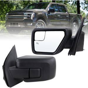 Left Driver Side Door Mirror Compatible With 2021 2022 2023 2024 2025 2026 Ford F150 With Power Glass Manual Folding Heated Matte Black Replace#ML3Z17683UA(5Pins)