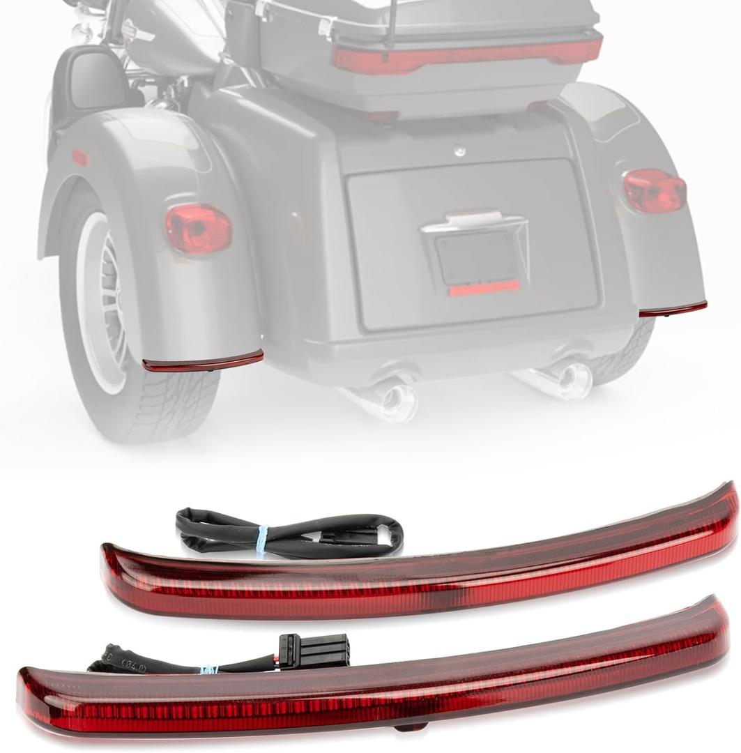 PSLER Motorcycle Rear Mudguard Blades LED Tail Light Brake Stop Running Lamp for Touring Trike Glide 2009-up