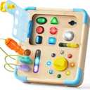 lalalark Electronic Busy Board – Montessori Learning Toddler Toy, 15 Lights & 9 Sounds, 5 Switches & Plugs, Sensory, Fidget, Travel Activities, Early Development, Christmas Baby Gifts Toys Age 18M+