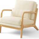 Ahomly Accent Chair Bedroom Chair with Lumbar Pillow Arm Chair with Solid Wood Frame, Soft and Thick Cushion for Living Room, Bedroom, Reading Room, Sunroom, Balcony, Reception Room, Linen Beige