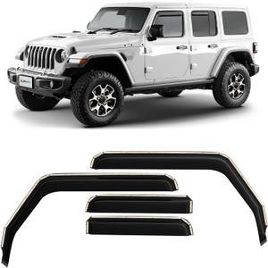 CLIM ART in-Channel Incredibly Durable Rain Guards for Jeep Wrangler JL 2018-2025/Jeep Gladiator 2020-2025, Original Window Deflectors, Vent Window Visors, Vent Deflector, 4 pcs. - 618030