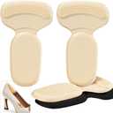 PHIXBEAR Heel Pads for Big & Loose Shoes, Pain Relief, Stop Slip and Blister, Large Grips Cushion Inserts to Make Men & Women Shoes Smaller Tighter (4 Pairs) 2 Apricot 2 Black
