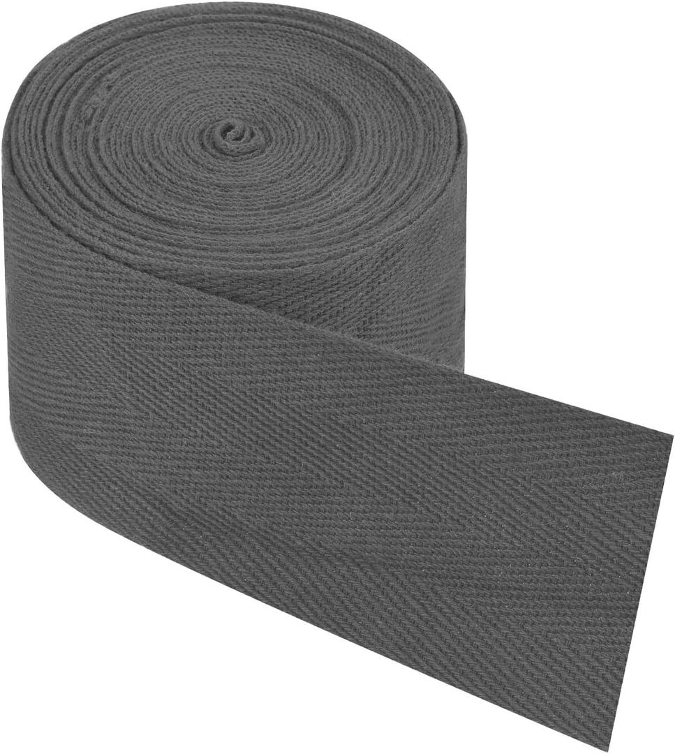 PATIKIL Cotton Twill Tape 2 Inch 5 Yards Cotton Ribbon Bias Binding Tape Herringbone Webbing Trim for Sewing Gift Wrapping Craft DIY Dark Grey