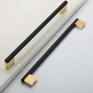 6 Pack 12.5"(320mm) Knurled Cabinet Pull Matte Black and Gold Cabinet Handles Kitchen Cabinet Drawer Pulls Cupboard Hardware for Cabinets