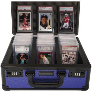 SLAB ARMOR 120+ 3 Row Psa Graded Card Storage Box Graded Card Case Psa Slab Case for Graded Cards Psa Card Case Baseball Card Cases for Sports Cards Storage (Blue)