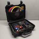 Digital Manifold Gauge, AMF-300 Digital AC Gauge Set HVAC Gauges with Super Soft 3000 Psi Air Hose Strong Biting Force Temperature Clamp for HVAC System Install Tool A2L R454B R-32 R-1234yf