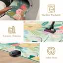 8x10 Machine Washable Area Rugs, Floral Area Rugs Faux Wool Boho with Non Slip Backing, Low Pile Flower Rug Carpet for Girls Bedroom Nursery Living Room Dining Room, Green Rug