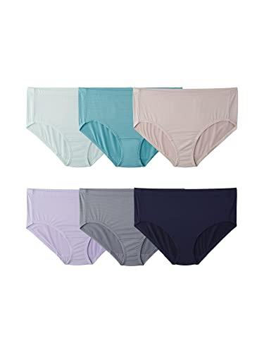Fruit of the Loom Women's Breathable Underwear (Regular & Plus Size), Plus Size Brief - Cooling Stripes - 5 Pack Assorted Colors, 12