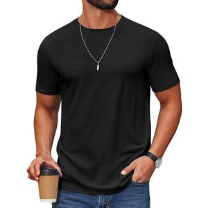 COOFANDY Men's T Shirt Short Sleeve Cotton Blend T-Shirts Crew Neck Casual Summer Basic Tee Shirts, Size Medium
