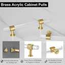 QOGRISUN 5-Pack Acrylic Cabinet Pulls with Brass Base, Gold Modern Drawer Handles, 5-inch Hole Center for Kitchen, Dresser Drawer Clear Glass Crystal Pulls, 7.7-inch Total Length