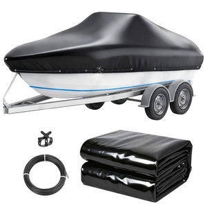 fshihine Boat Covers 17-19ft, 0.33mm Thickened Dual-PVC Coated 100% Waterproof Trailerable Boat Cover Heavy Duty with Winch & Cable for Tri-Hull, V-Hull, Fishing, Bass Boat, Easy to Install, 102" Wide