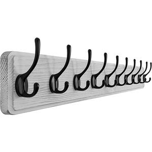 SKOLOO Rustic Large Wall Mounted Coat Rack - 38.3'' Long Coat Rack for Wall, Pine Real Wood Plank Coat Hooks, Farmhouse Coat Hanger Wall Mount for Hanging Backpack Jacket Coat Hat