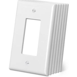 CML Jumbo Decorator Wall Plate, 6 Pack Oversized Electrical Outlet Receptacle Covers, 1-Gang White Switch Plates, Over-Size 3.5 x 5.5, Impact Resistant, ETL Listed