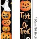 Halloween Porch Banner 12x71 Inch Trick or Treat Door Sign Jack O Lantern Pumpkin Outdoor Hanging Decoration Happy Halloween Vertical Yard Flag for Home Party Entryway