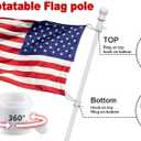White Flag Poles for Outside House - 6ft Tangle Free Flag Pole for House,Heavy Duty Metal Flagpole Hardware for American Flags,Outdoor Flagpoles Residential for Porch,Car,Truck,Boat (without Bracket)